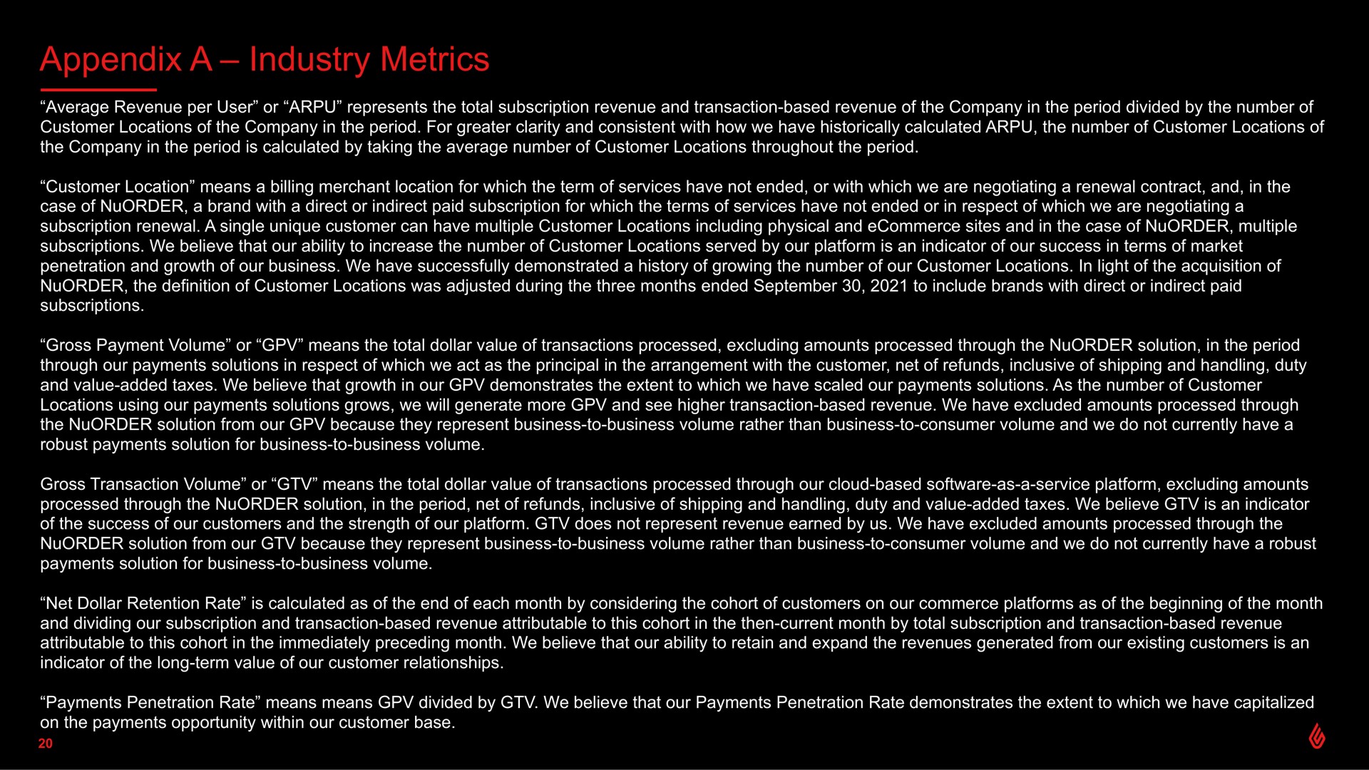 appendix a industry metrics | Lightspeed