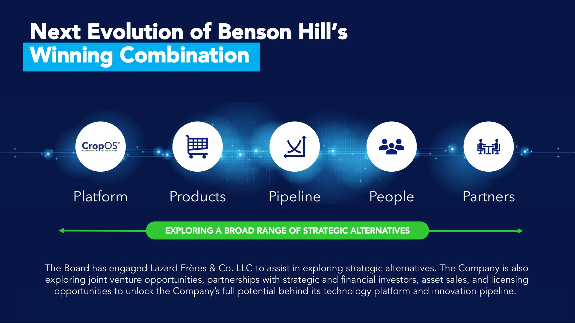 next evolution of hill winning combination platform products pipeline people partners | Benson Hill
