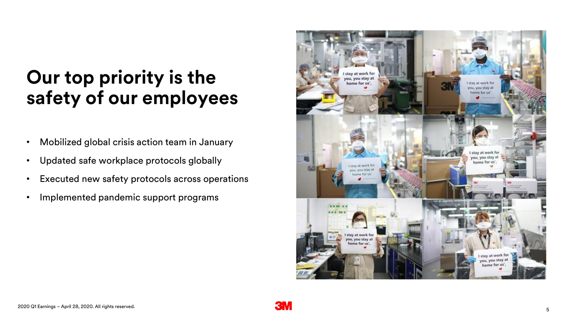 our top priority is the safety of our employees sal cot | 3M