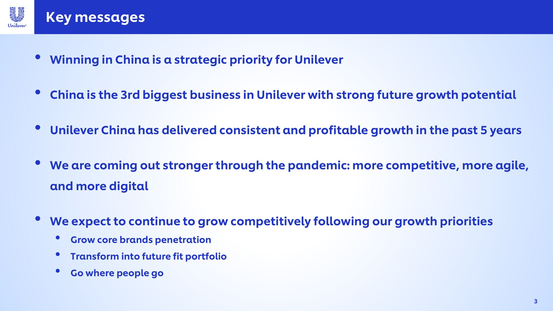 key messages a | Unilever