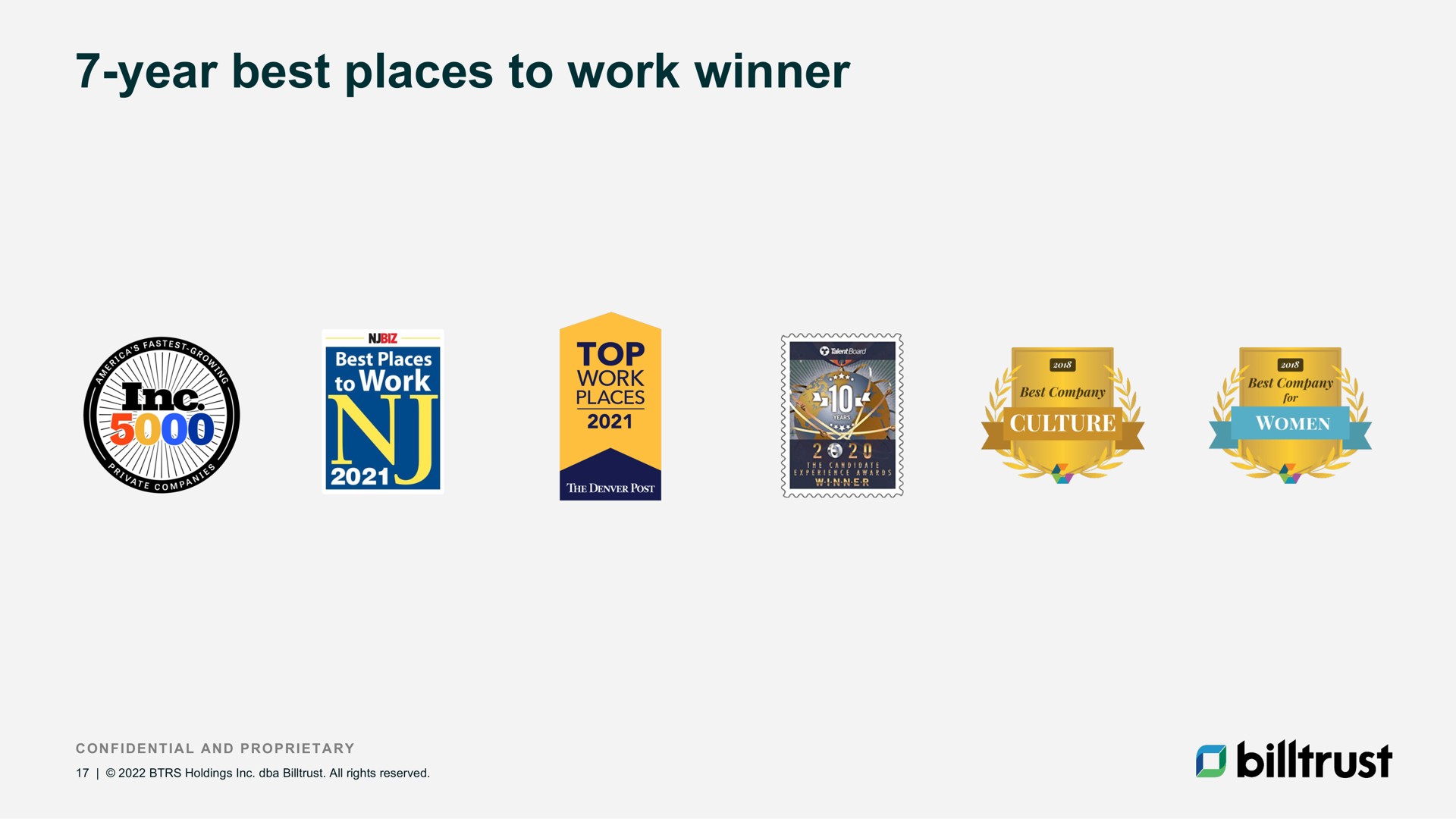 year best places to work winner | Billtrust
