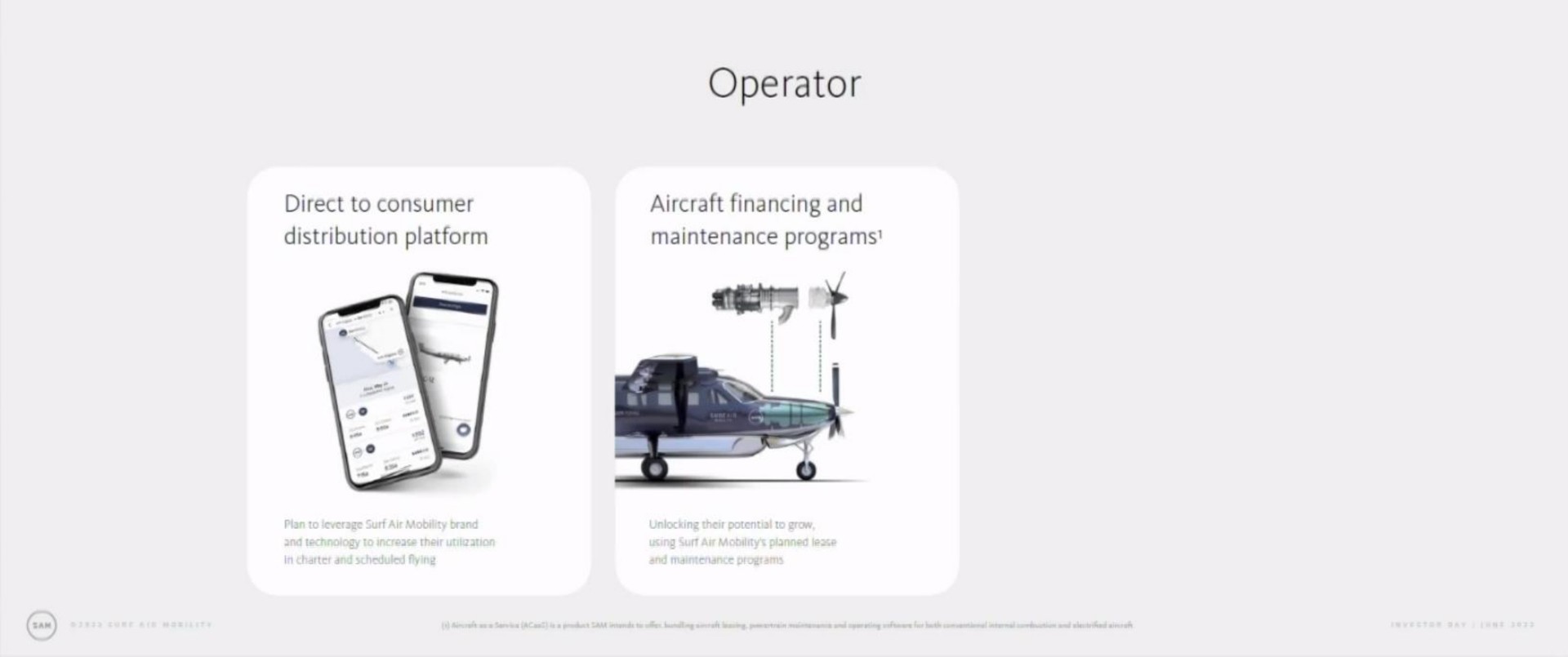 operator direct to consumer distribution platform aircraft financing and maintenance programs writ | Surf Air