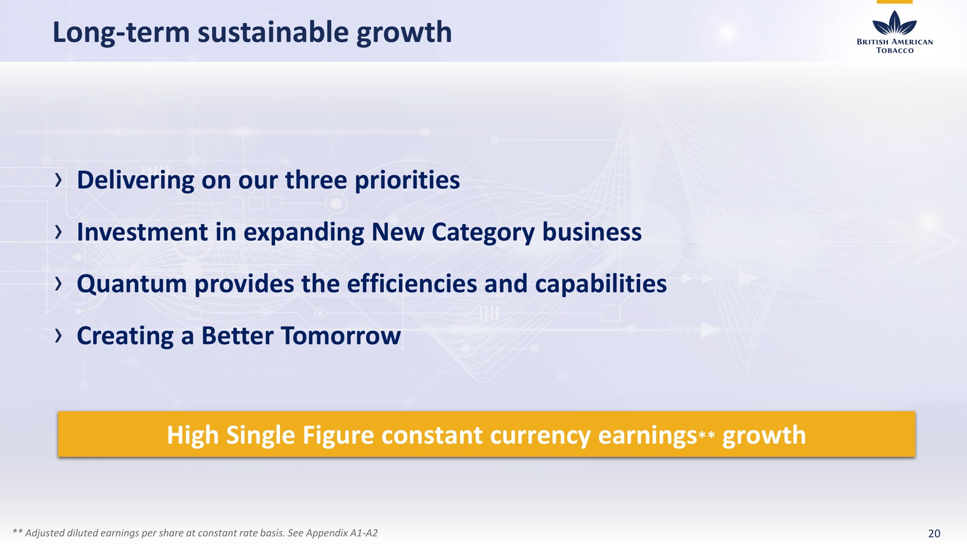 long term sustainable growth delivering on our three priorities quantum provides the efficiencies and capabilities | BAT