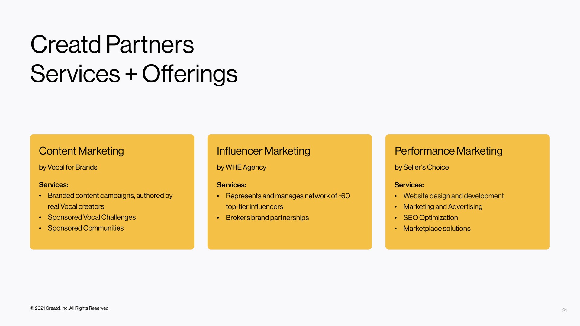 partners services offerings | Creatd