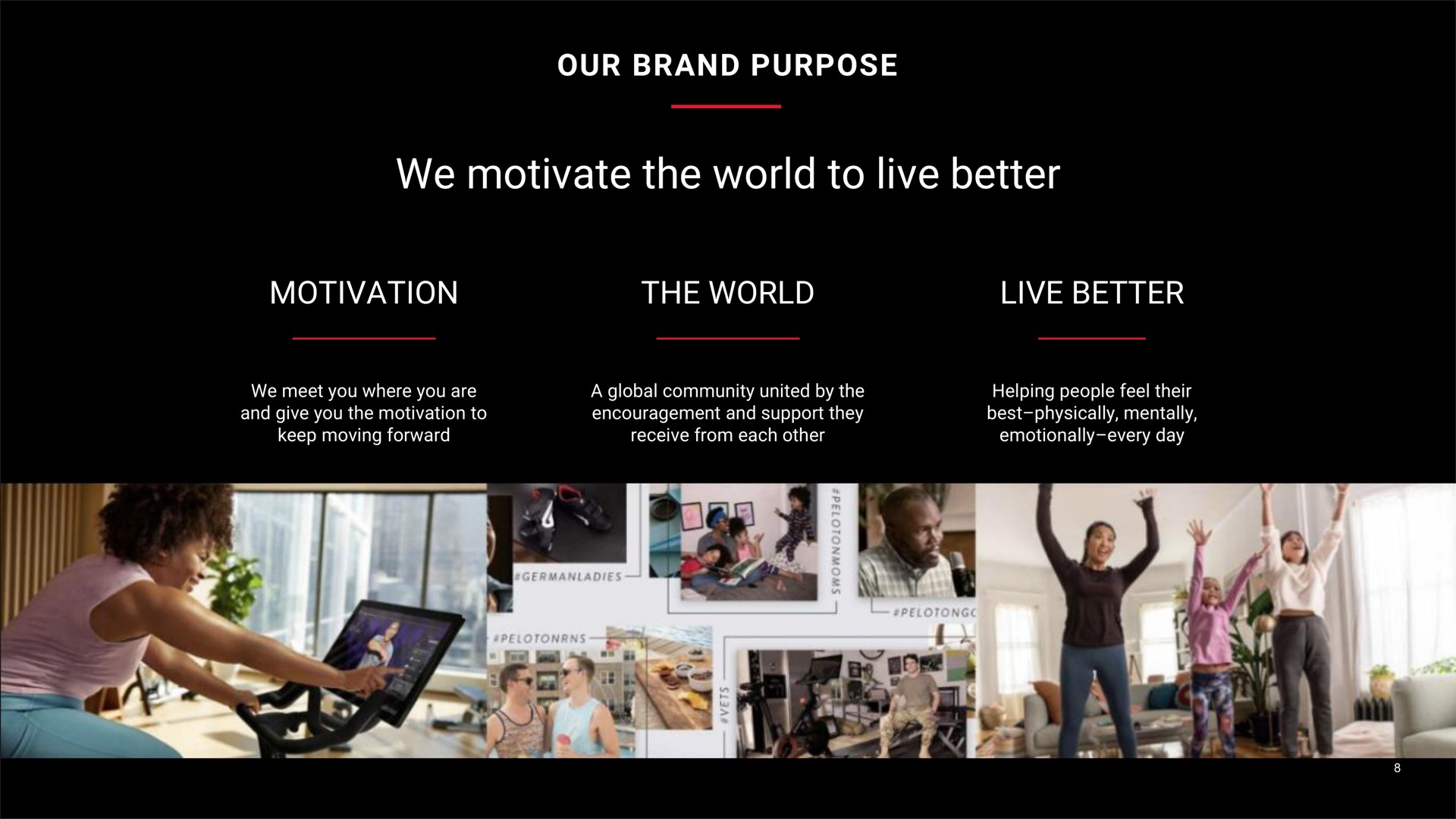 our brand purpose we motivate the world to live better motivation the world live better oes | Peloton