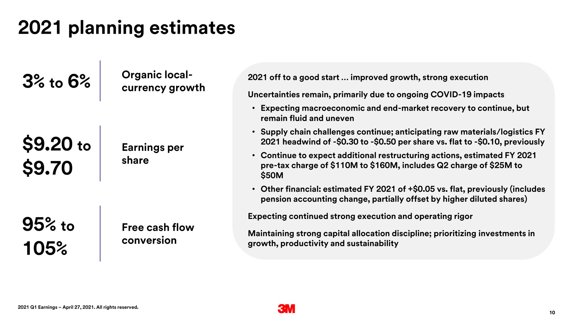 planning estimates to to to | 3M
