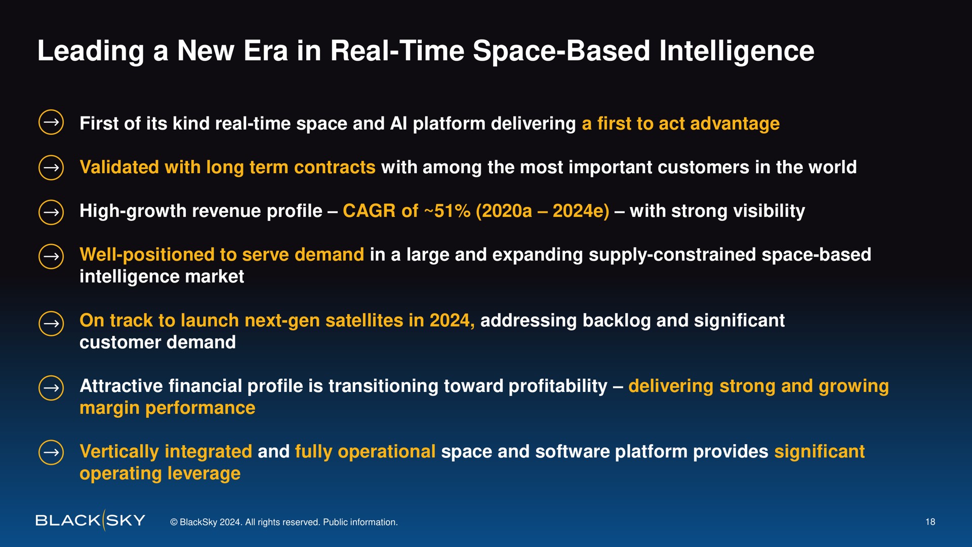 leading a new era in real time space based intelligence so | BlackSky