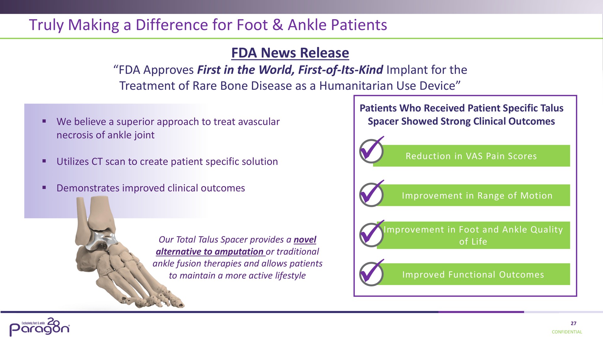 truly making a difference for foot ankle patients news release | Paragon28