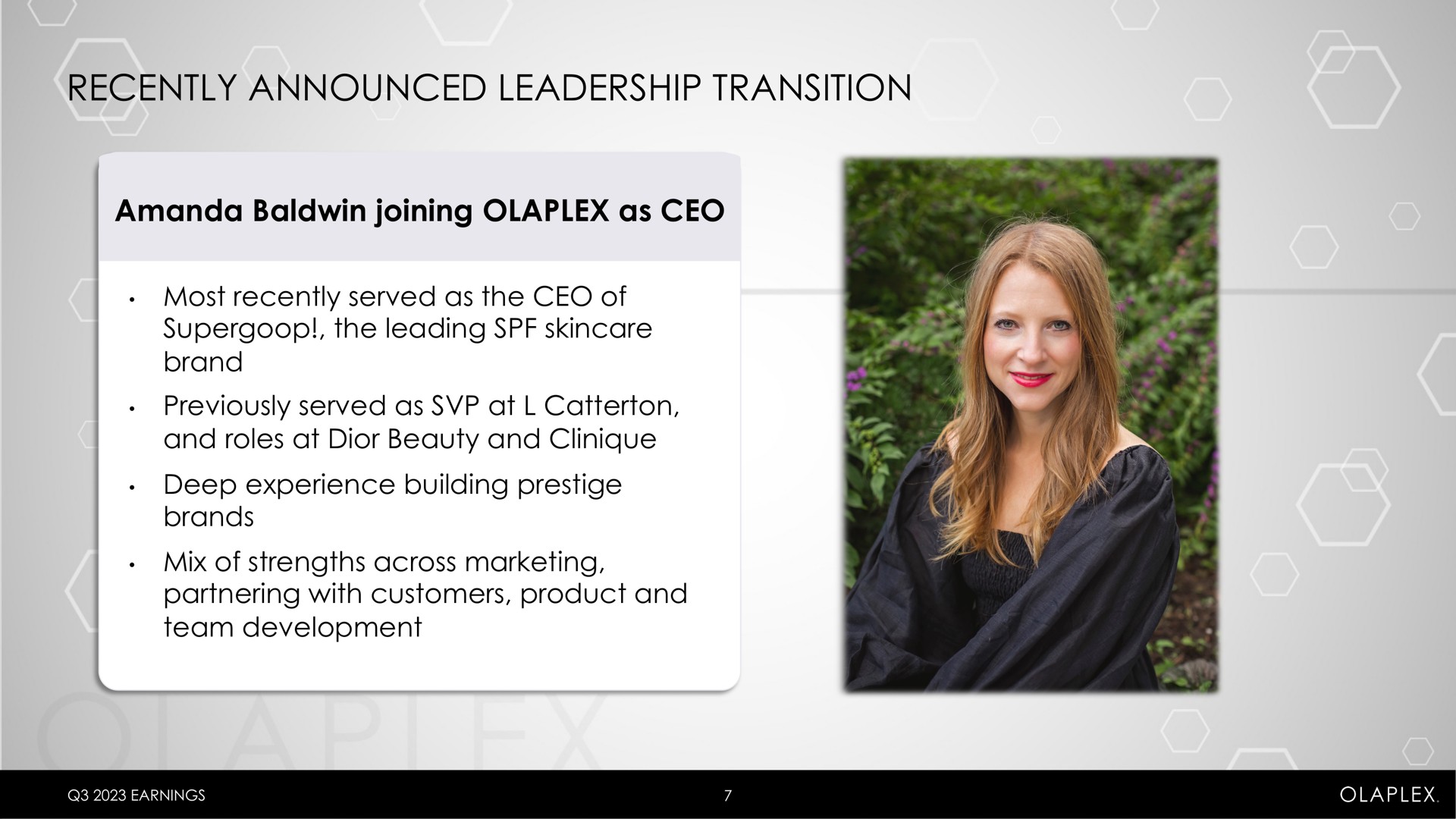 recently announced leadership transition | Olaplex