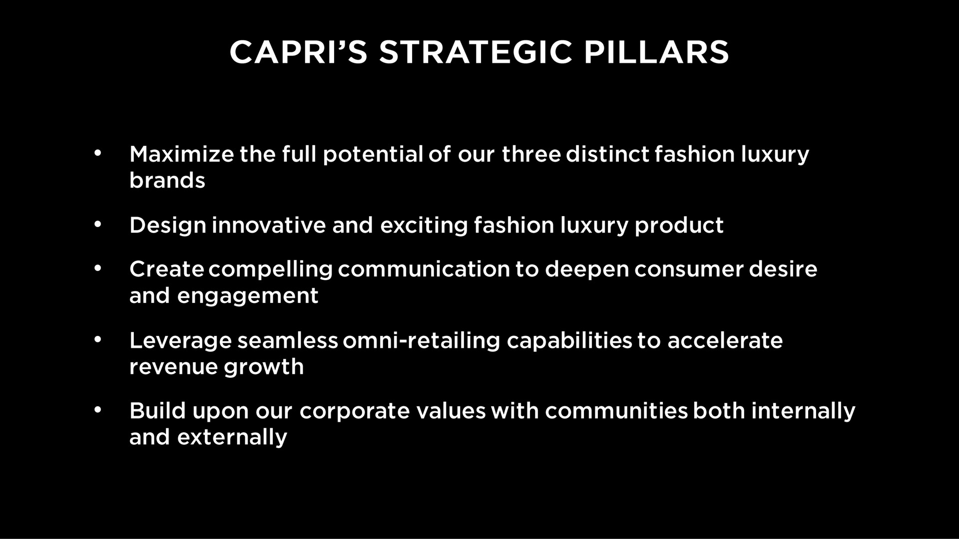 strategic pillars | Capri Holdings