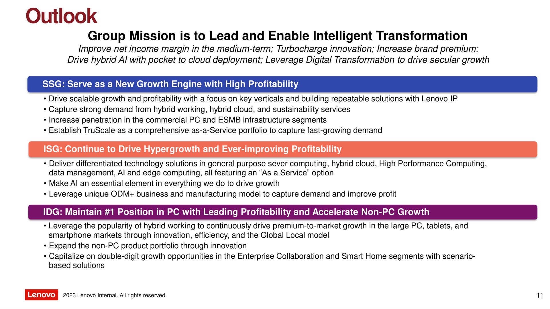 outlook group mission is to lead and enable intelligent transformation | Lenovo
