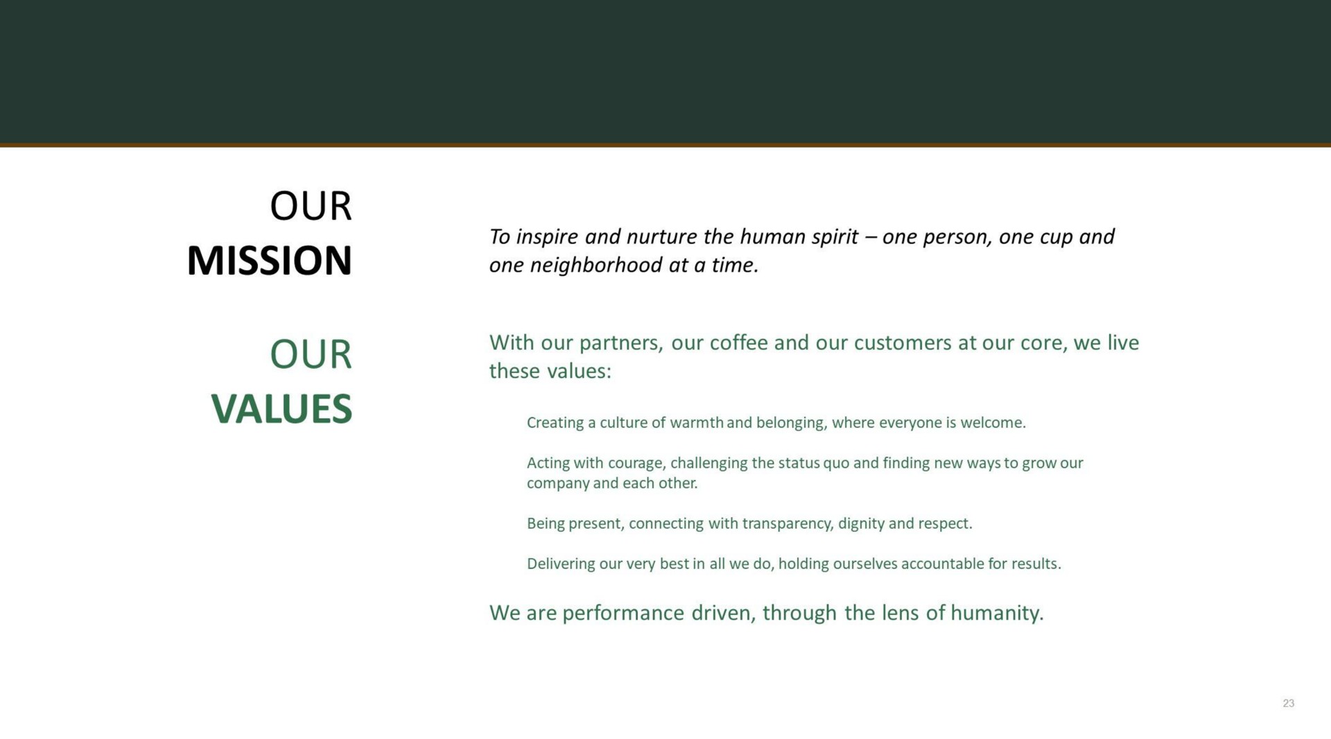 our mission our values | Starbucks