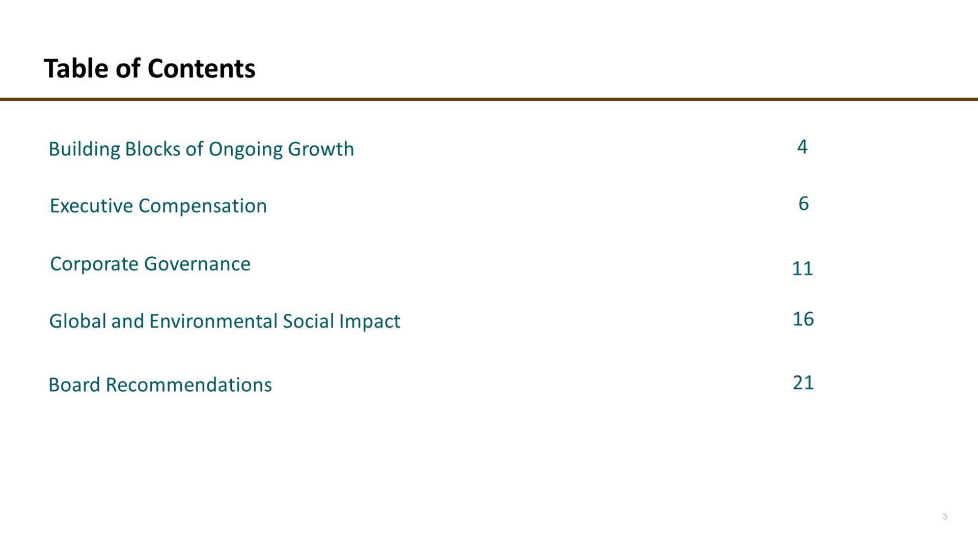 table of contents building blocks of ongoing growth executive compensation corporate governance global and environmental social impact board recommendations cloak | Starbucks