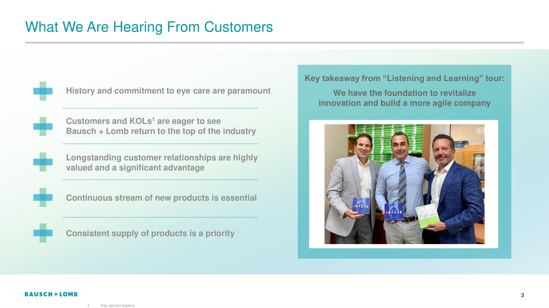what we are hearing from customers | Bausch+Lomb