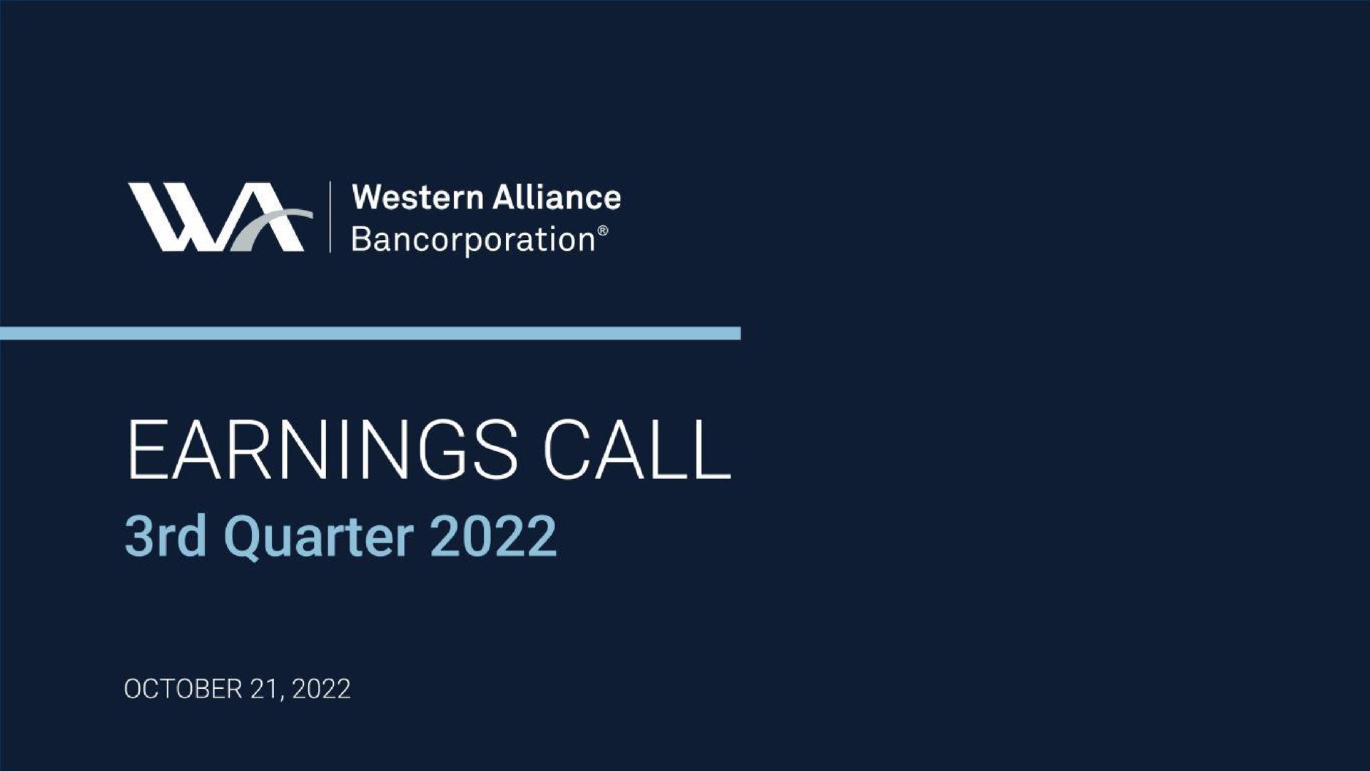 van western alliance earnings call quarter | Western Alliance Bancorporation