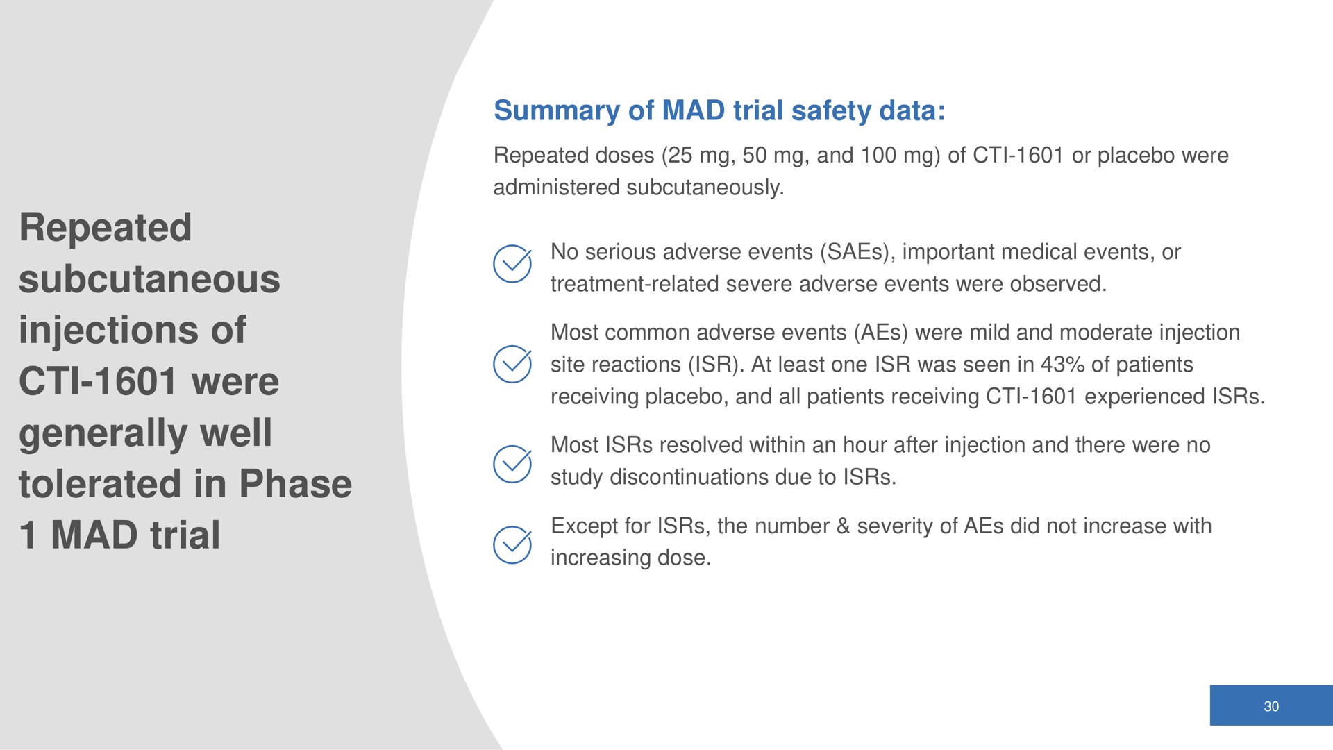 repeated subcutaneous injections of were generally well tolerated in phase mad trial | Larimar Therapeutics