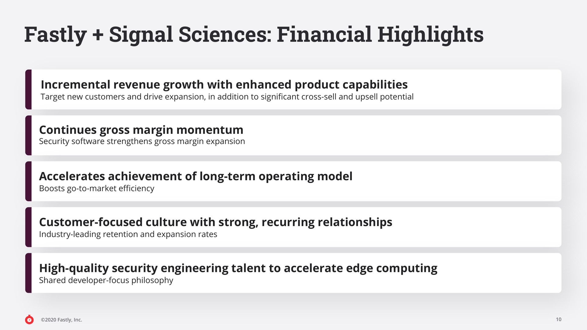 signal sciences financial highlights | Fastly