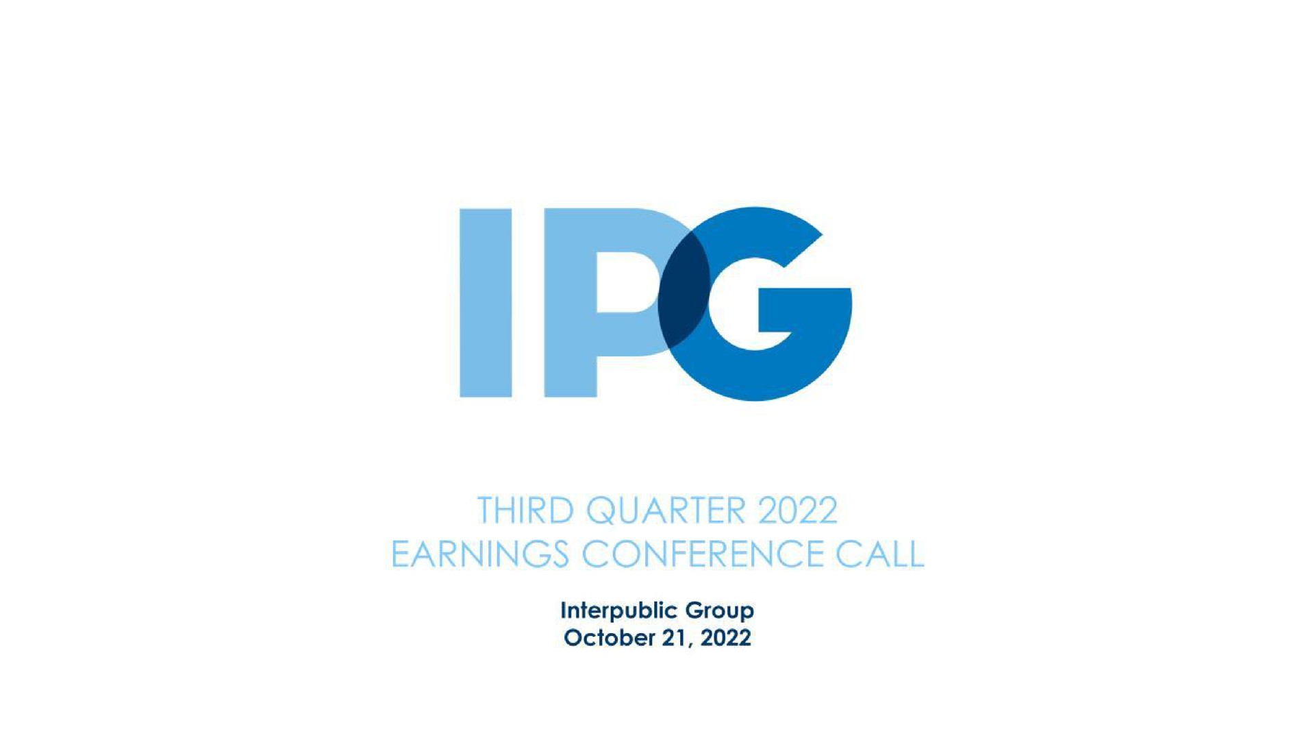 third quarter earnings conference call group | Interpublic Group of Companies