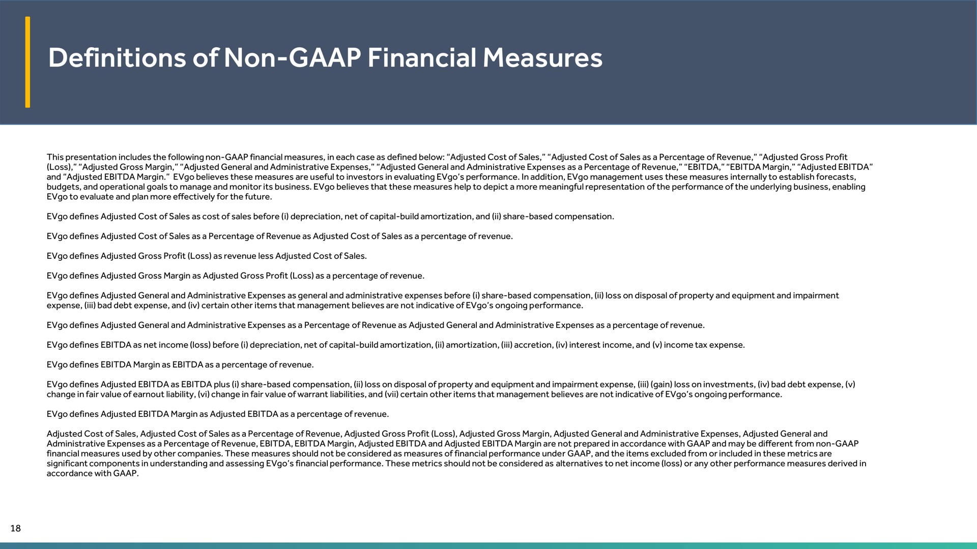 definitions of non financial measures | EVgo