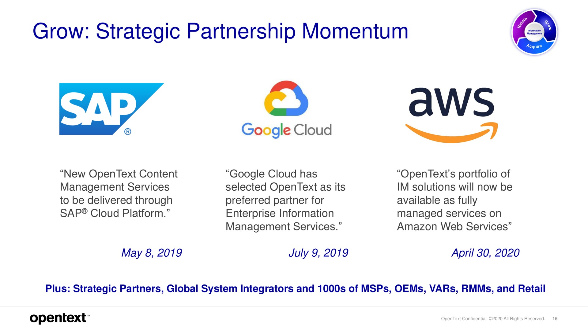 grow strategic partnership momentum cloud | OpenText