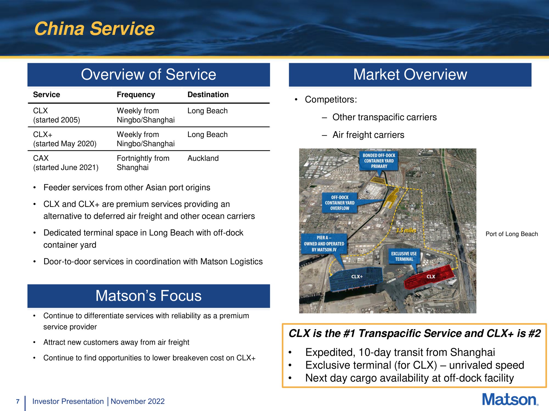 china service overview of service market overview focus | Matson