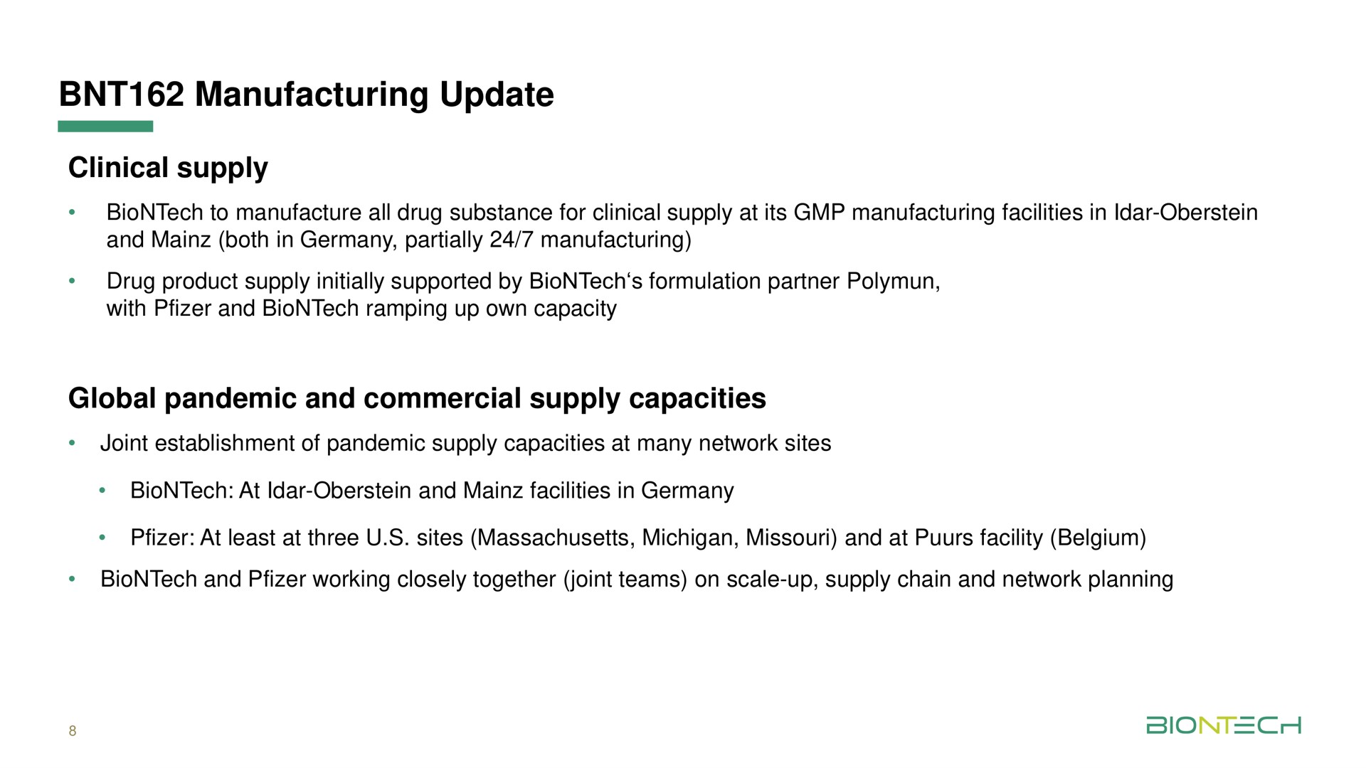 manufacturing update clinical supply global pandemic and commercial supply capacities | BioNTech