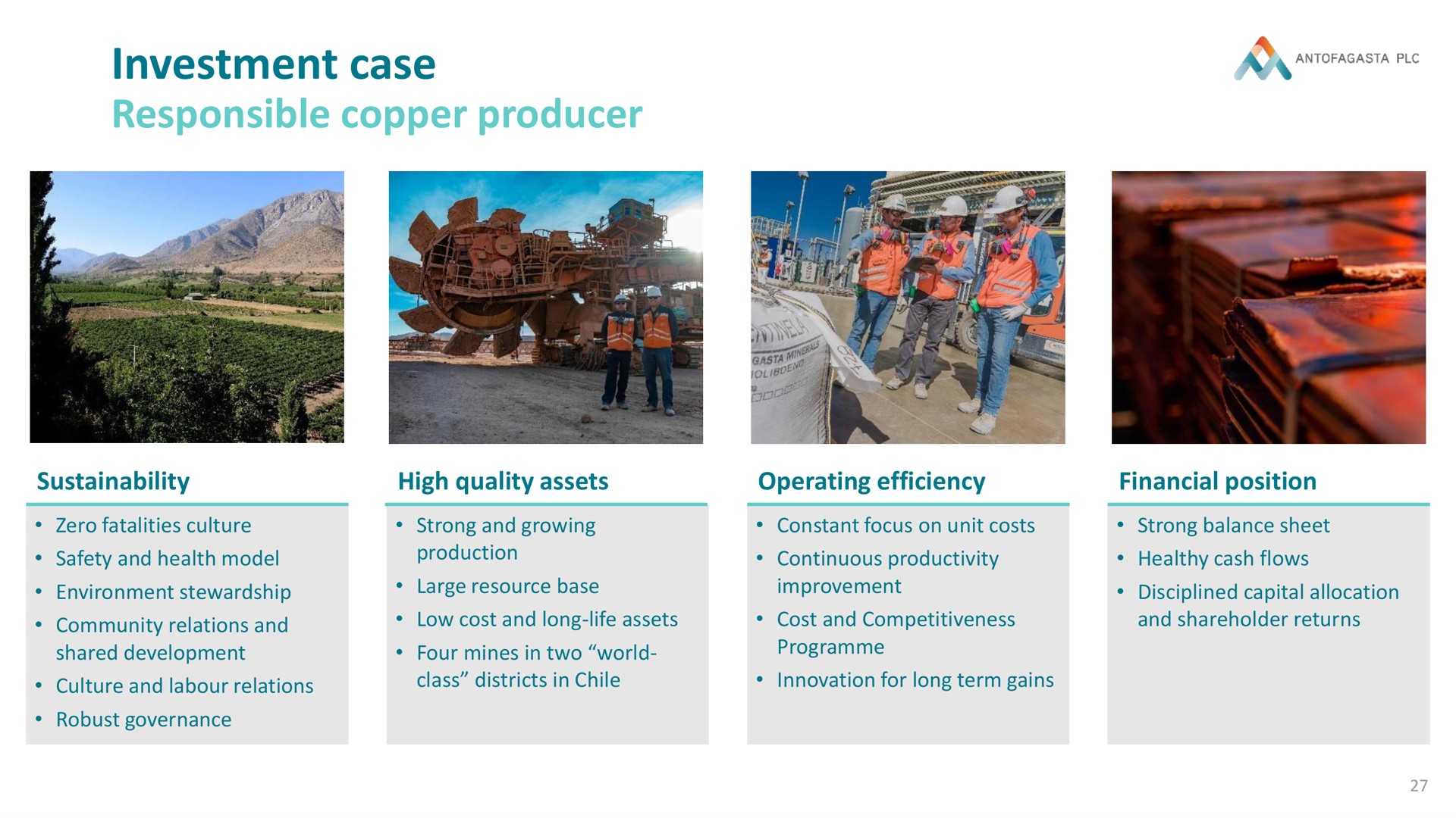 investment case responsible copper producer | Antofagasta