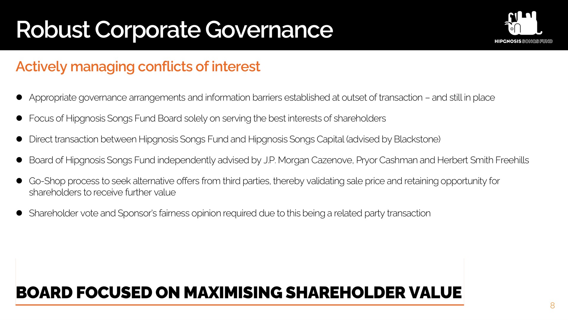 robust corporate governance board focused on shareholder value | Hipgnosis Songs Fund