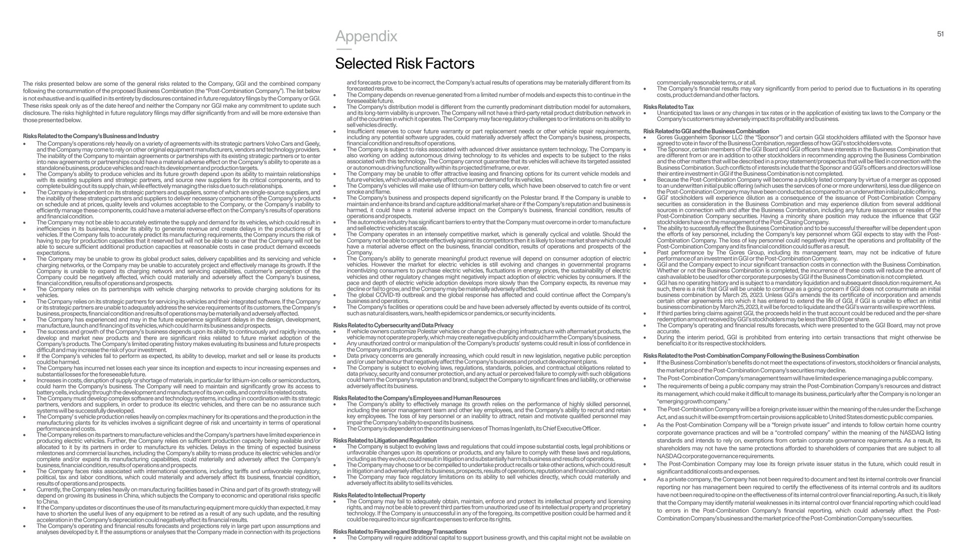appendix selected risk factors | Polestar