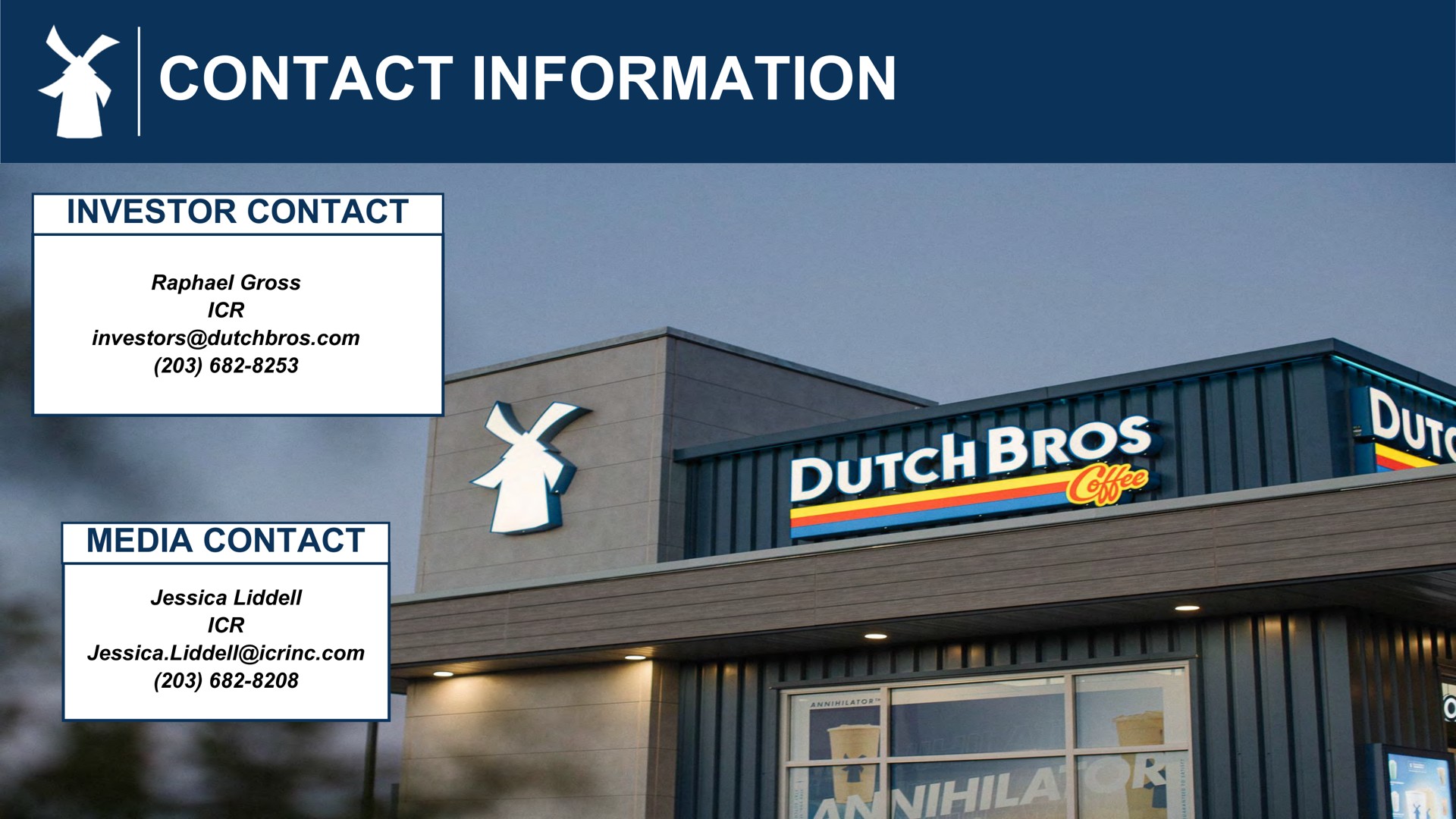 contact information investor | Dutch Bros