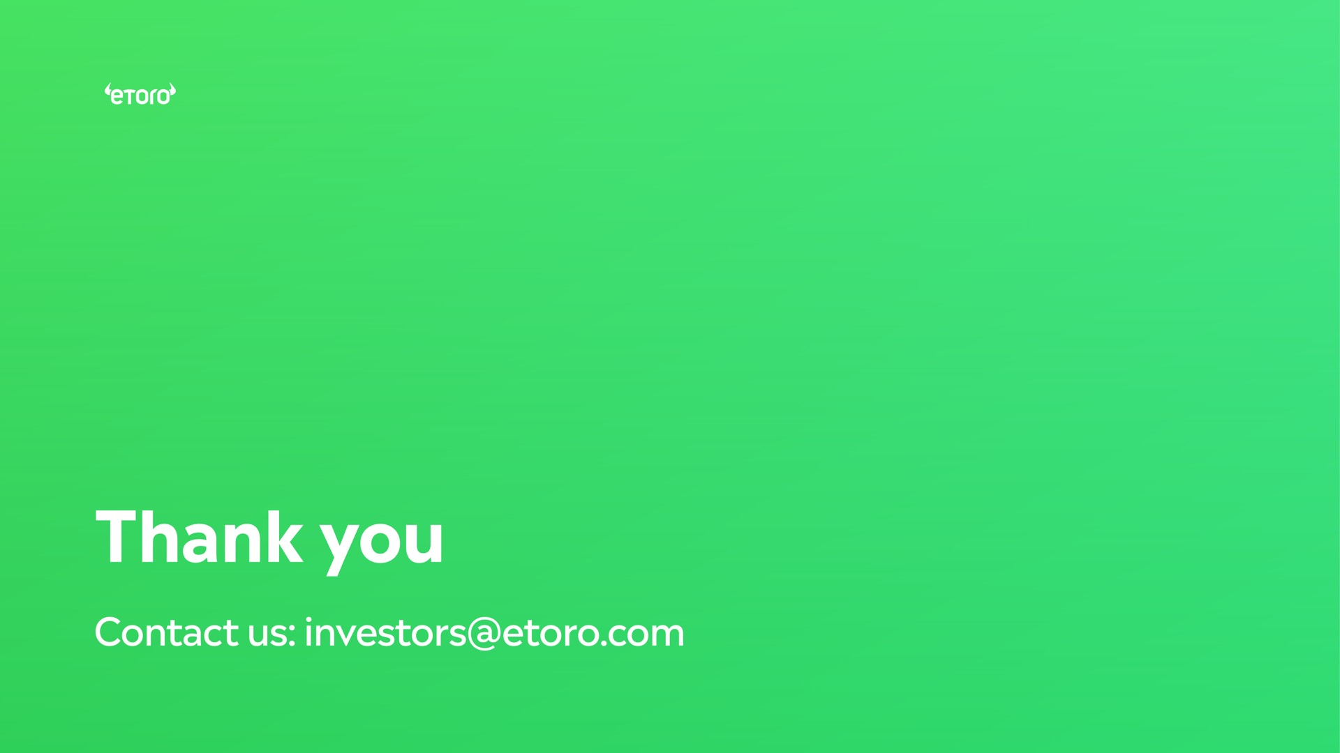 thank you contact us investors | eToro