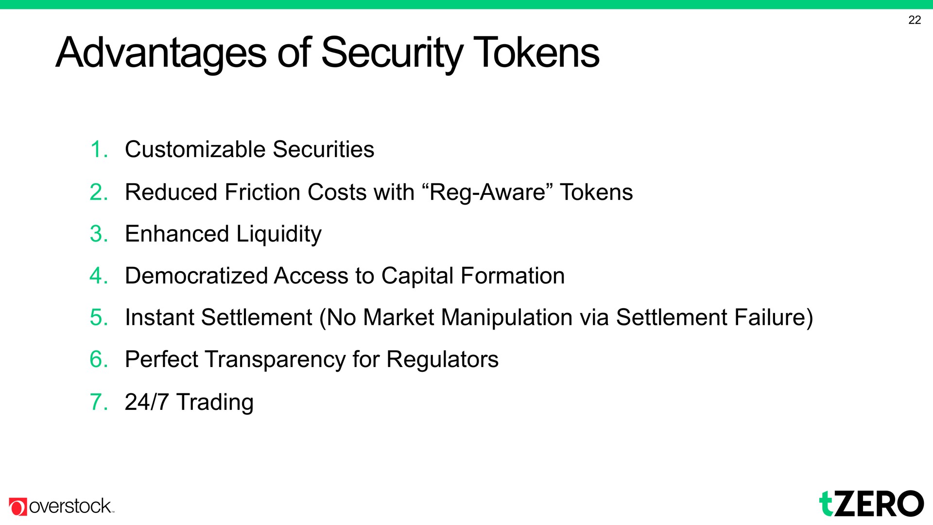 advantages of security tokens a | Overstock