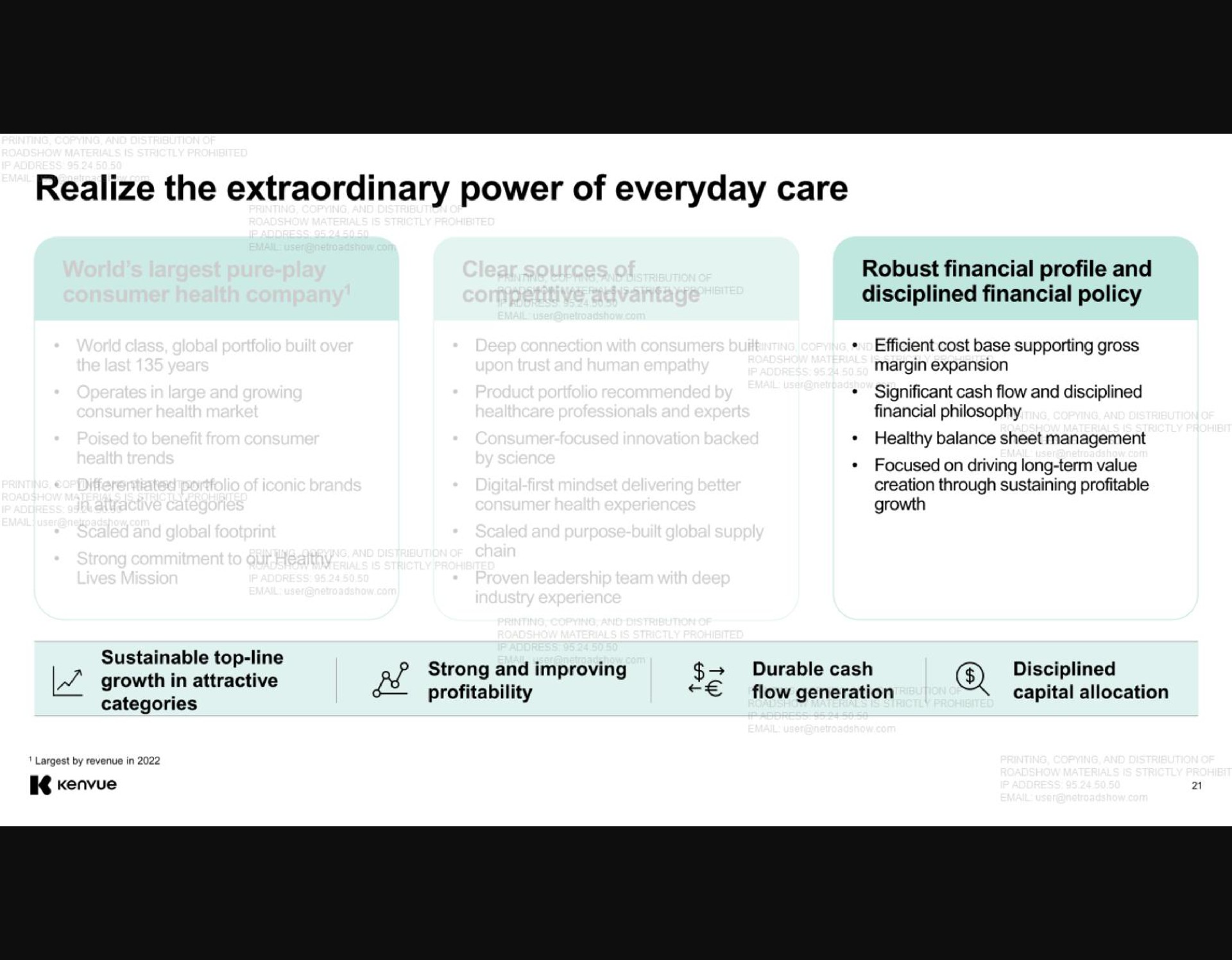 realize the extraordinary power of everyday care robust financial profile and disciplined financial policy growth in attractive | Kenvue