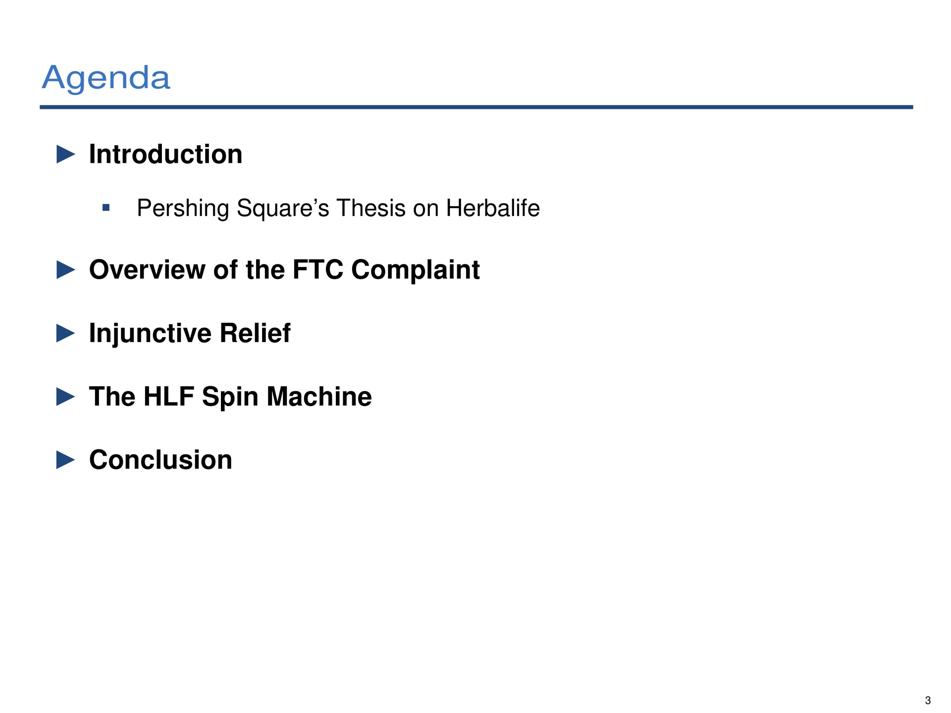 agenda introduction overview of the complaint injunctive relief the spin machine conclusion | Pershing Square
