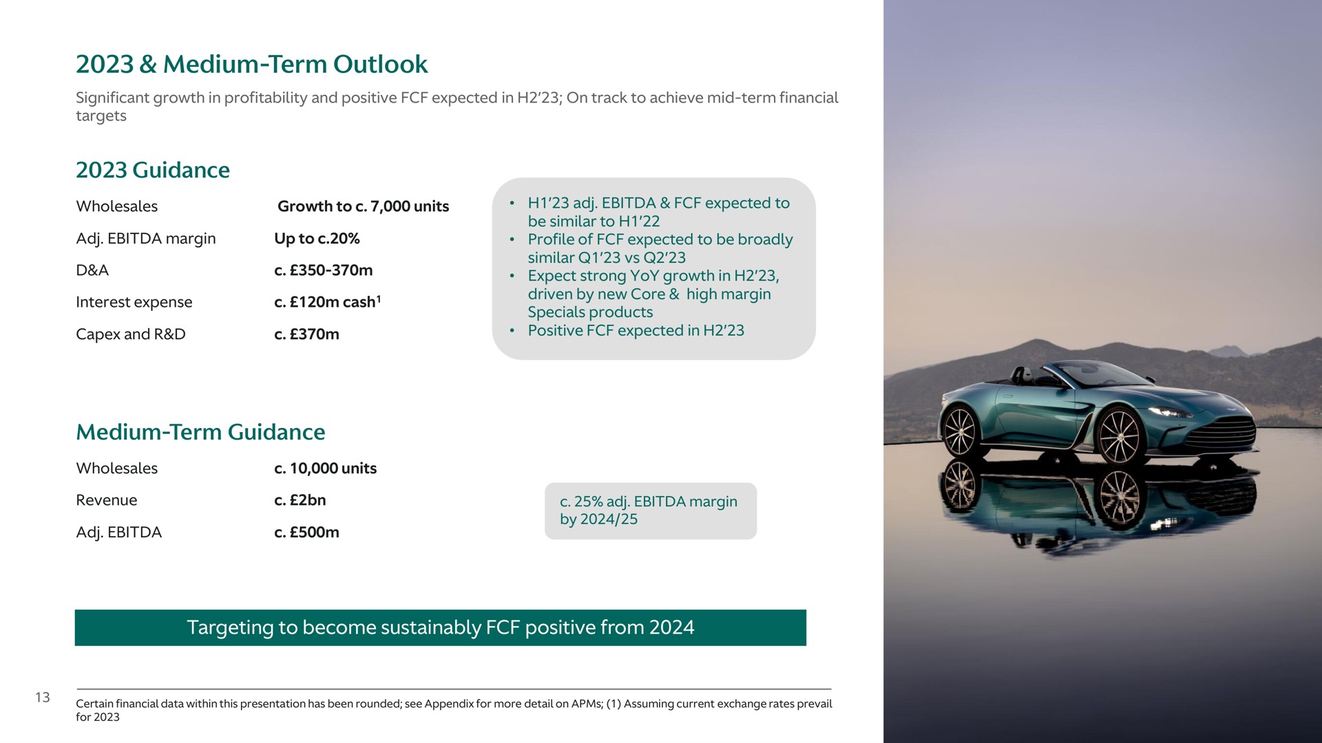medium term outlook guidance medium term guidance targeting to become positive from wholesales growth units a expected expect strong yoy growth in by | Aston Martin Lagonda