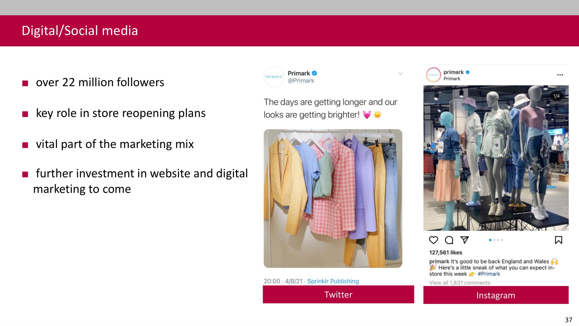 digital social media over million followers key role in store reopening plans vital part of the marketing mix further investment in and digital marketing to come | Associated British Foods