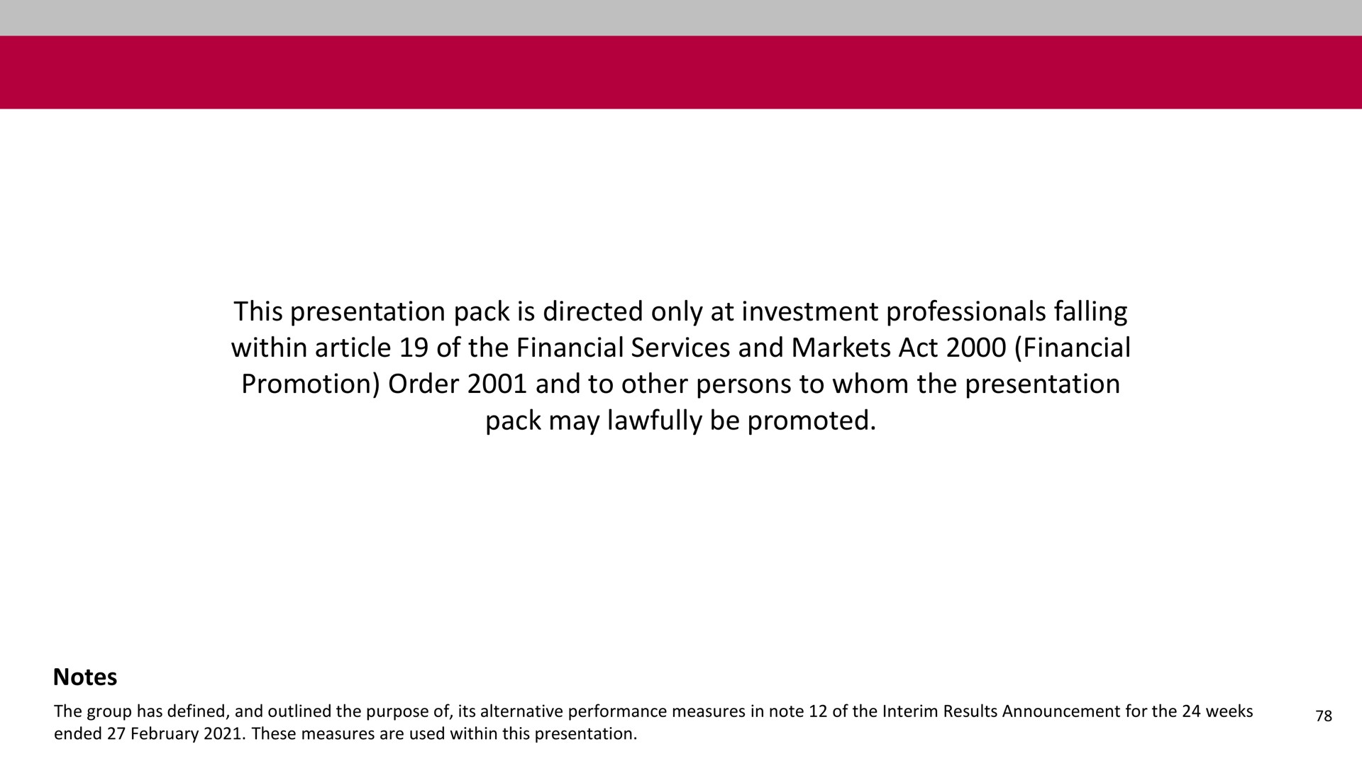 this presentation pack is directed only at investment professionals falling within article of the financial services and markets act financial promotion order and to other persons to whom the presentation pack may lawfully be promoted | Associated British Foods