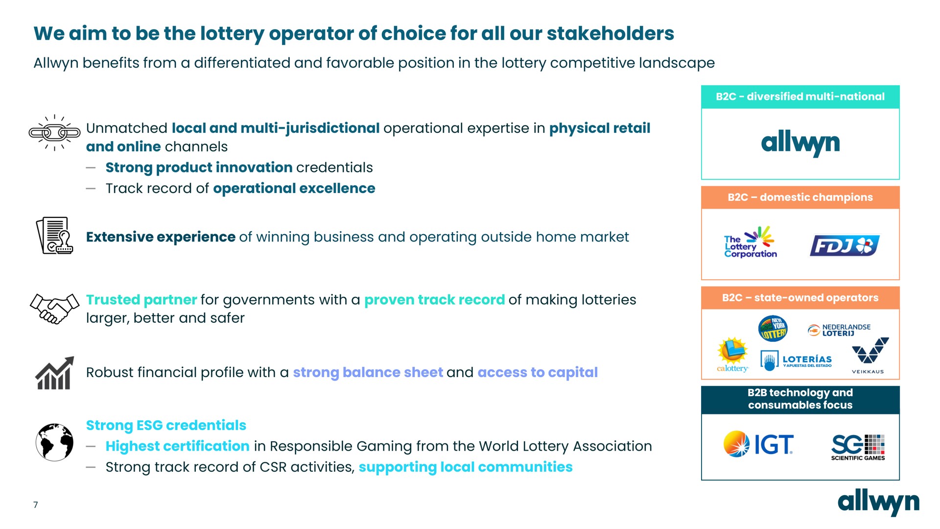 we aim to be the lottery operator of choice for all our stakeholders yer wae | Allwyn