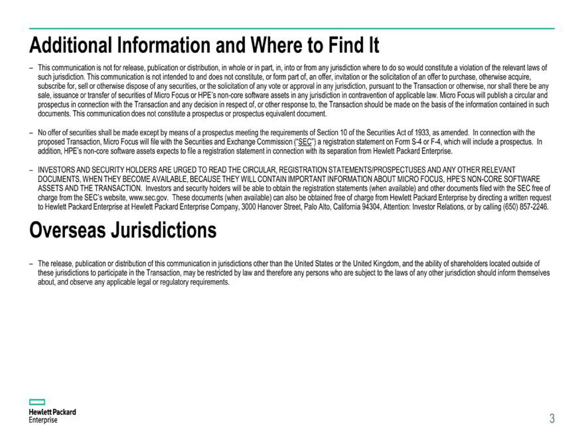 additional information and where to find it overseas jurisdictions | Hewlett Packard Enterprise