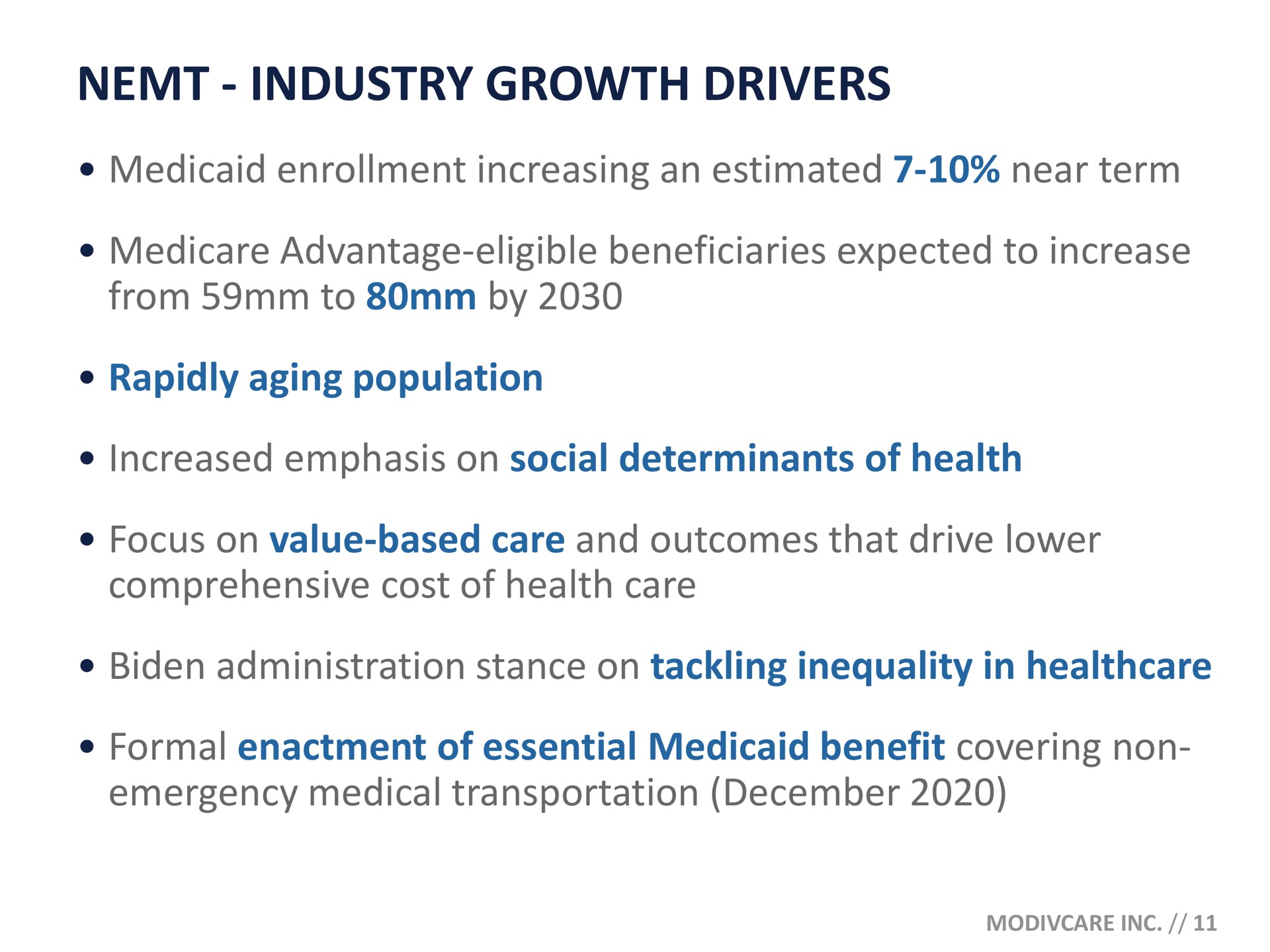 industry growth drivers | ModivCare