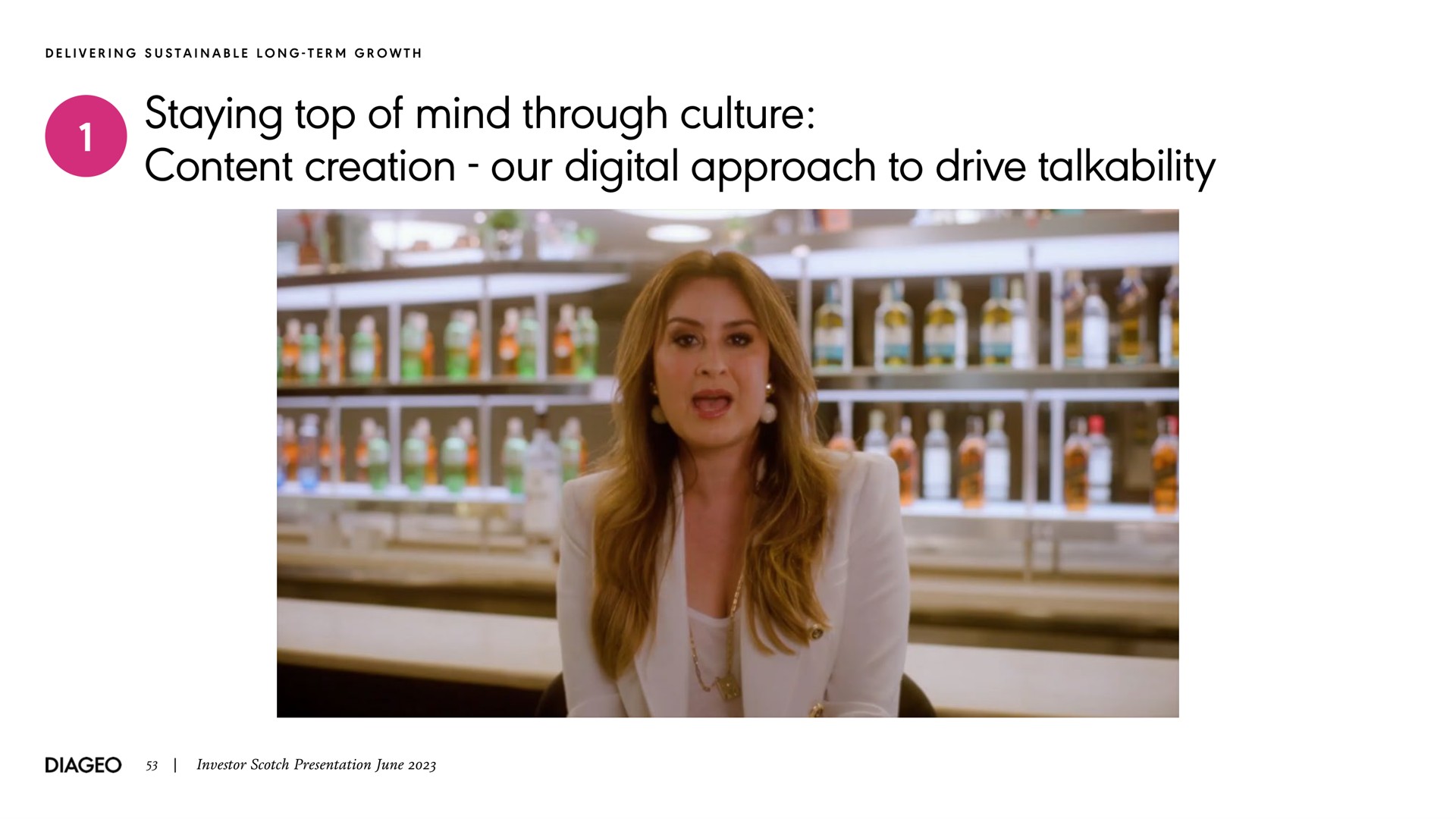 staying top of mind through culture content creation our digital approach to drive talkability delivering sustainable long term growth investor scotch presentation june | Diageo