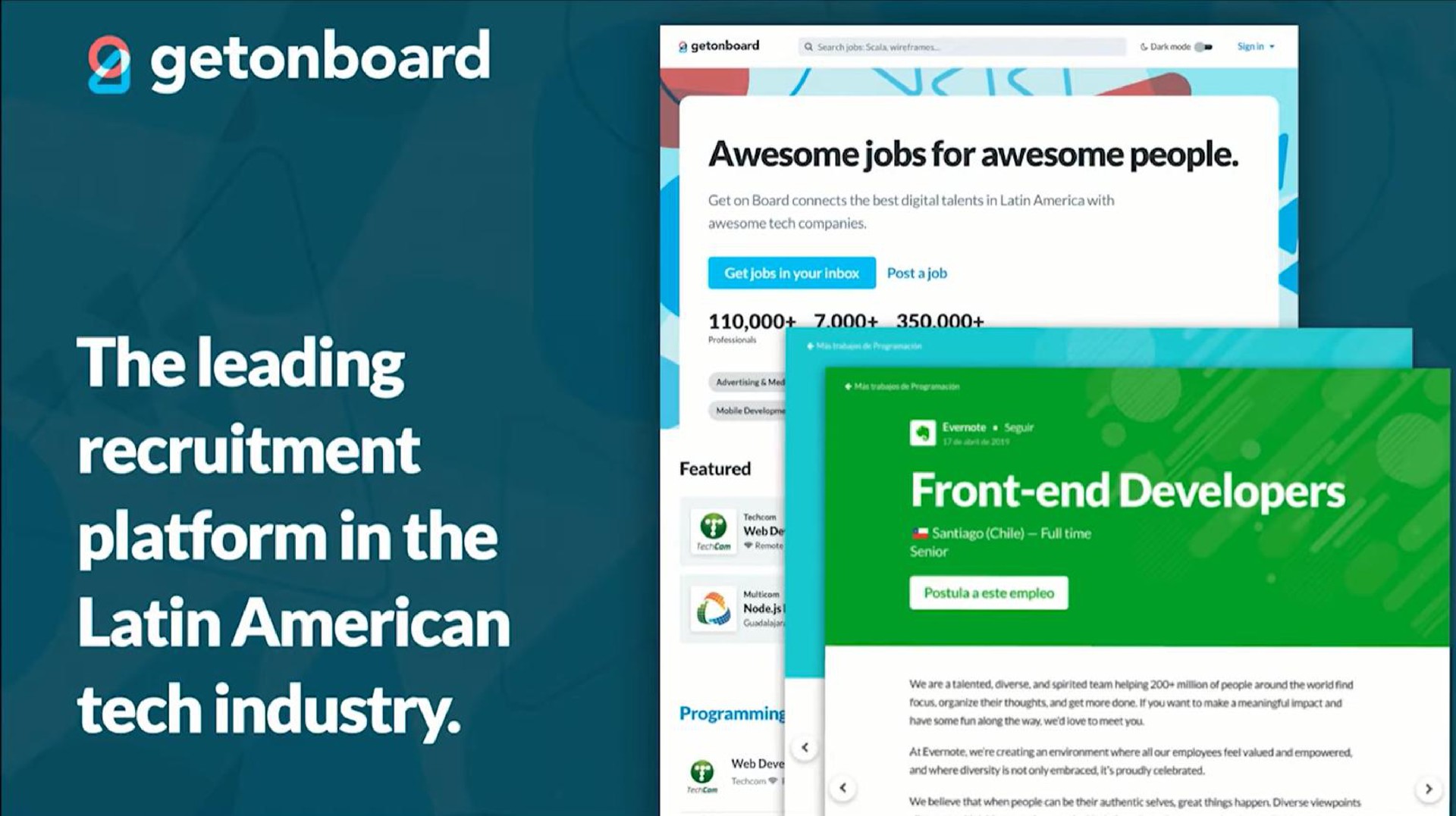 the leading recruitment platform in the tech industry front end developers | Getonboard