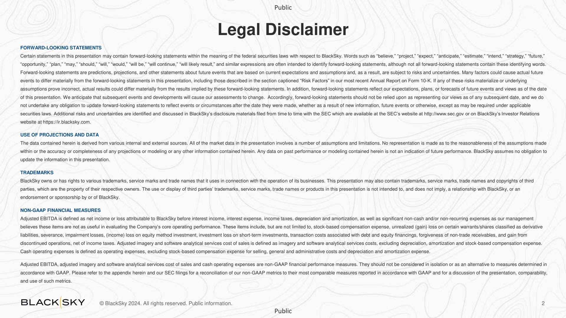 legal disclaimer | BlackSky