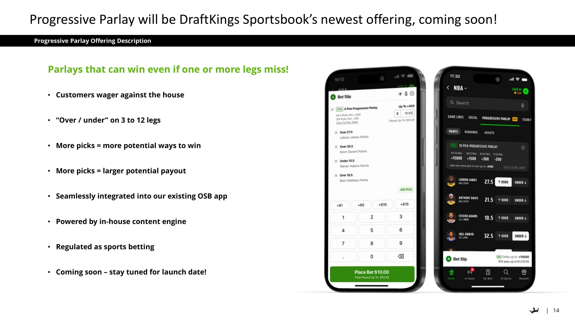 progressive parlay will be offering coming soon | DraftKings