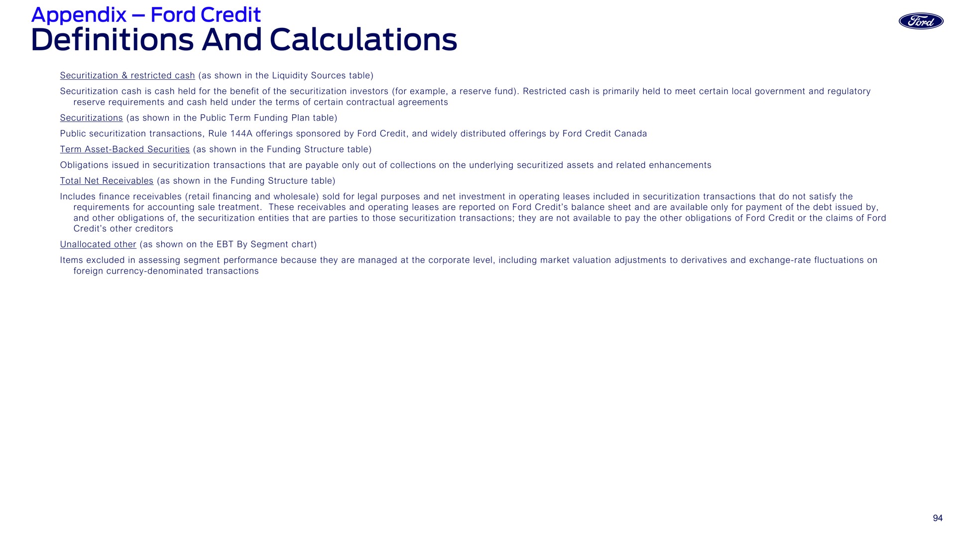 definitions and calculations | Ford Credit