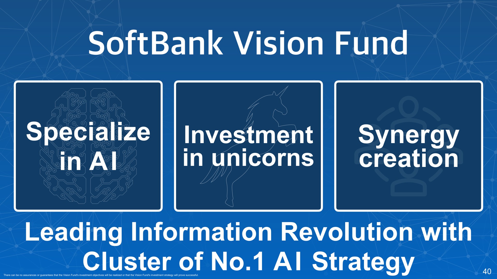 vision fund specialize in a i investment in unicorns synergy creation leading information revolution with cluster of no a i strategy | SoftBank