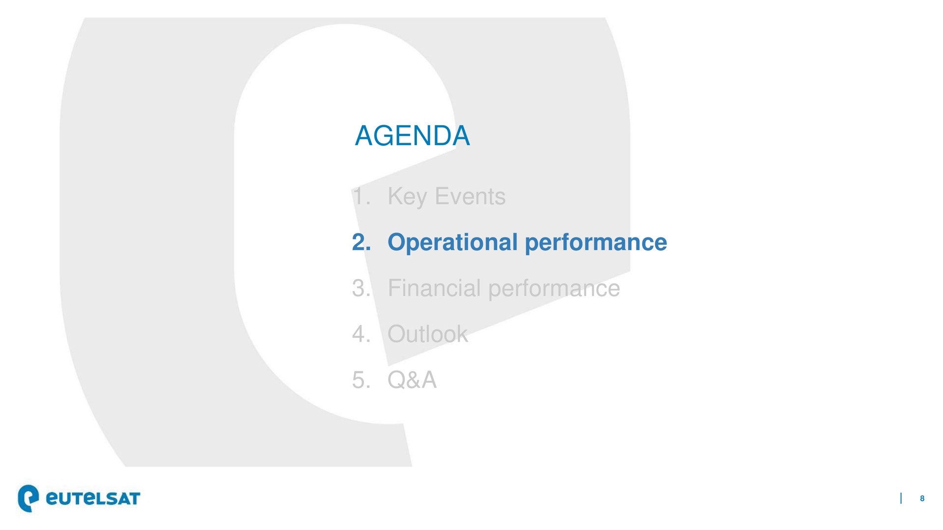 agenda key events operational performance financial performance outlook a | Eutelsat