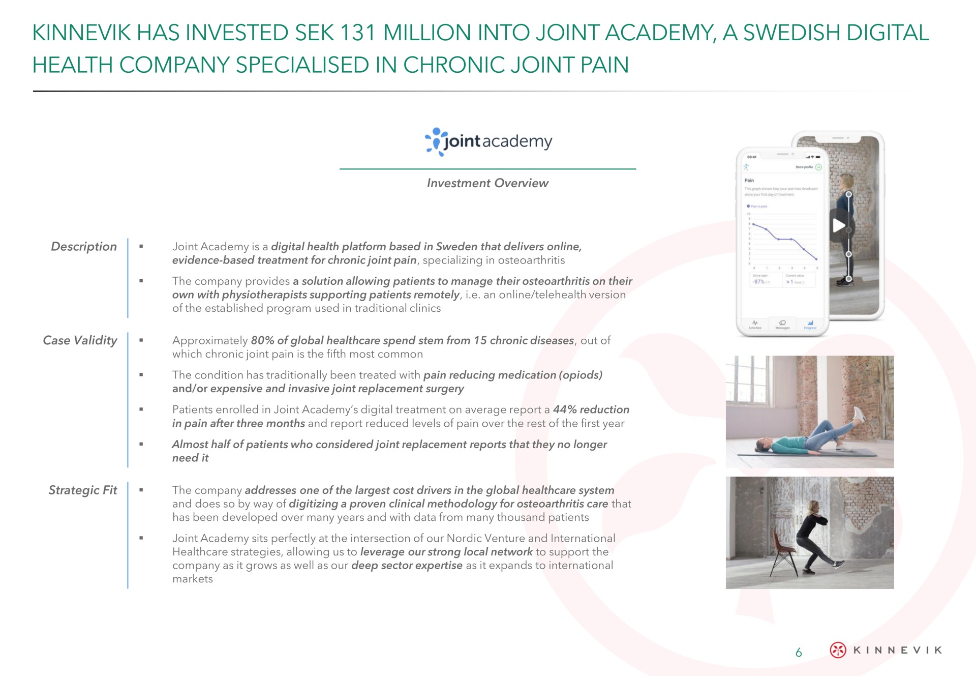 has invested million into joint academy a digital health company in chronic joint pain | Kinnevik