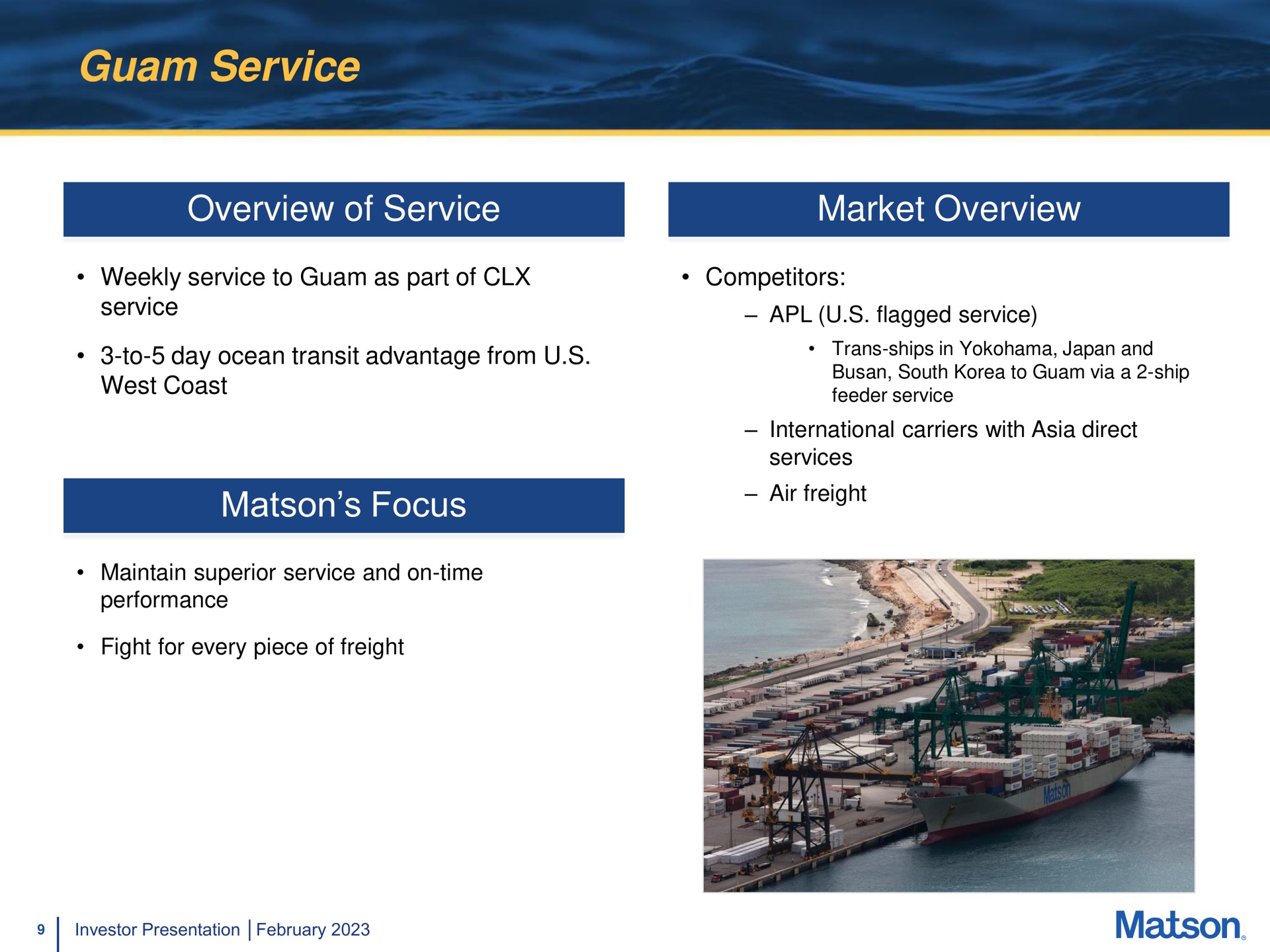 service overview of service market overview focus flagged air freight | Matson