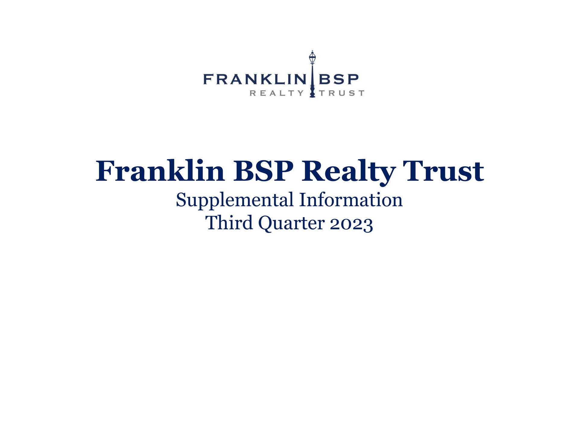 franklin realty trust supplemental information third quarter | Franklin BSP Realty Trust